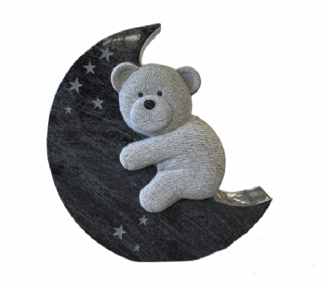 Einzelgrabstein, Bär auf dem Mond mit Sternen