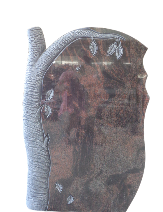 Einzelgrabstein, stehender Grabstein in Form vom Baum