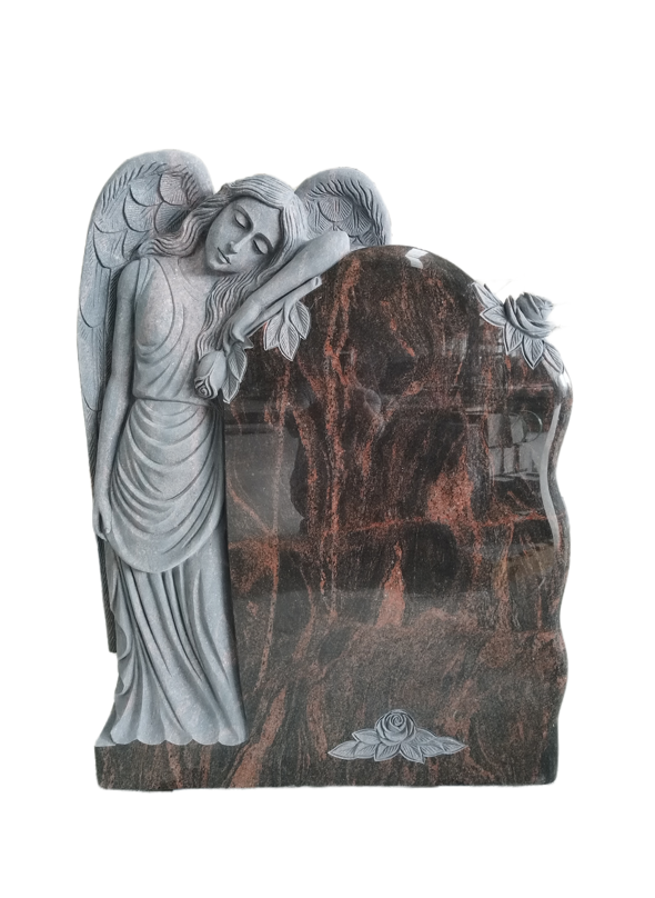 Engelstein, stehender Engelstein mit Rosa Ornament