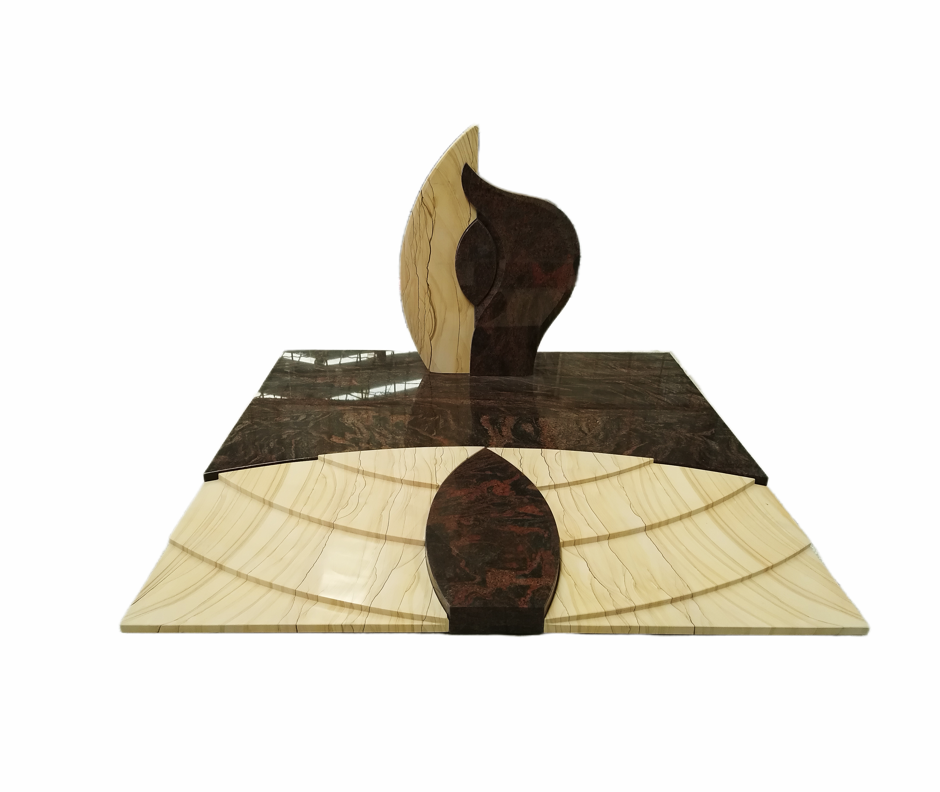 Grabanlage, Grabstein in Form einer Abstufung aus Aruba und Sandstone Wood